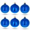 Set of 6 Glossy Blue Glass Ball Christmas Ornaments 3.25 Inches